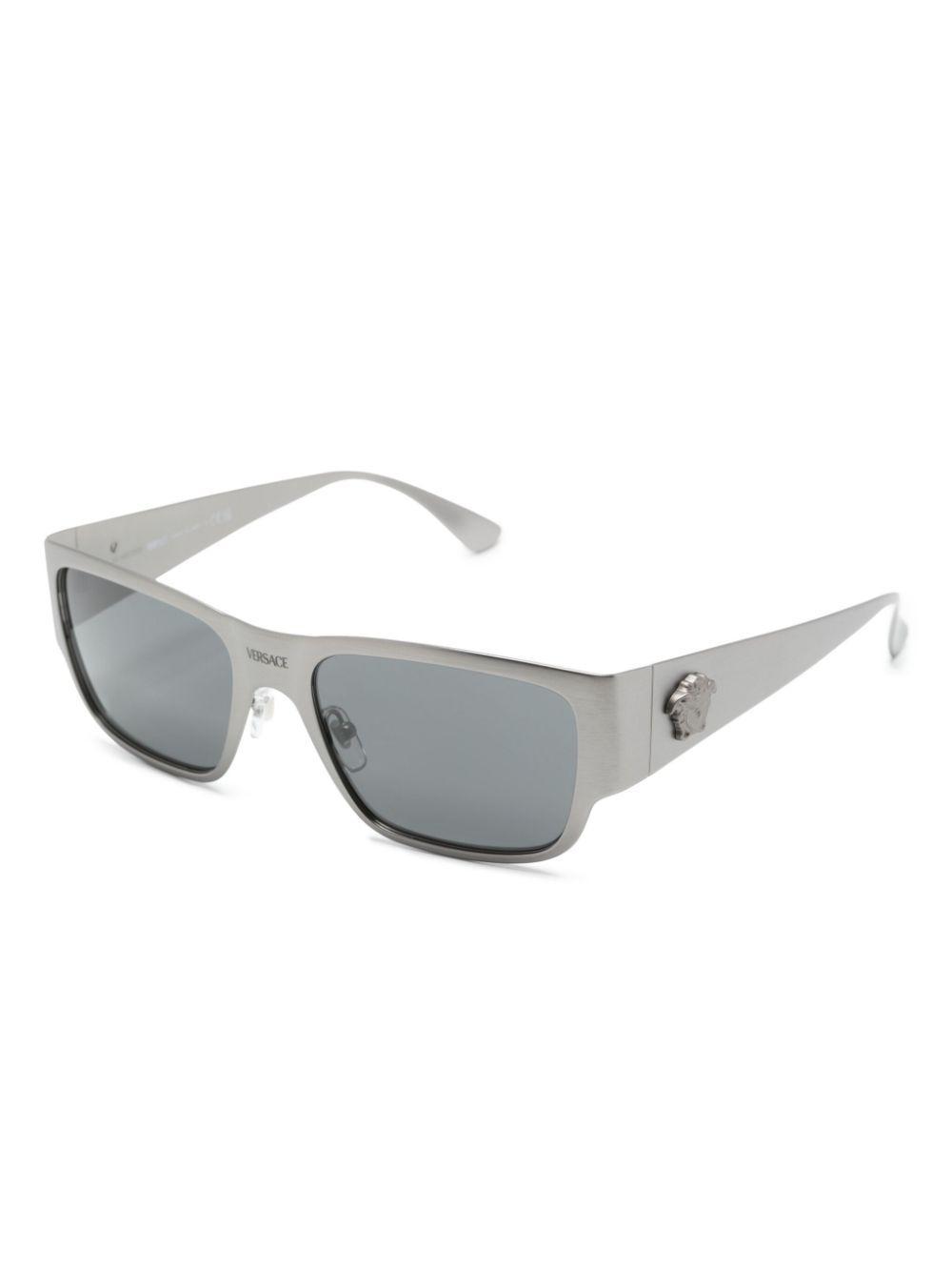 VERSACE Medusa-plaque Rectangle-frame Suglasses In Silver Product Image