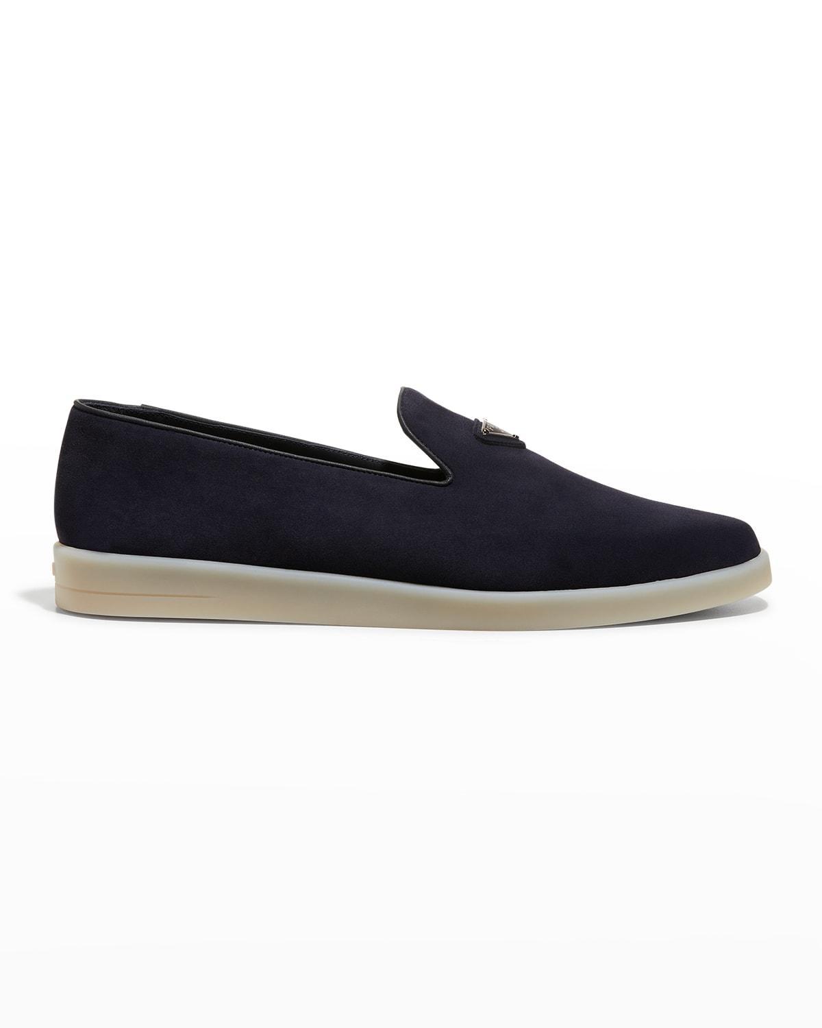 Men's Triangle Logo Suede Loafers Product Image