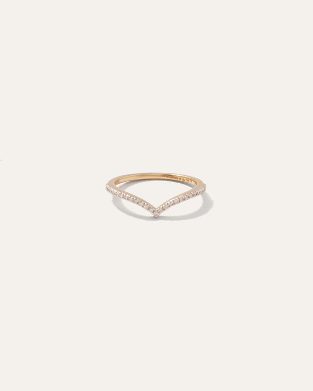 Womens 14K Gold Pave Diamond Wishbone Ring in Yellow Gold, Size 9 by Quince Product Image