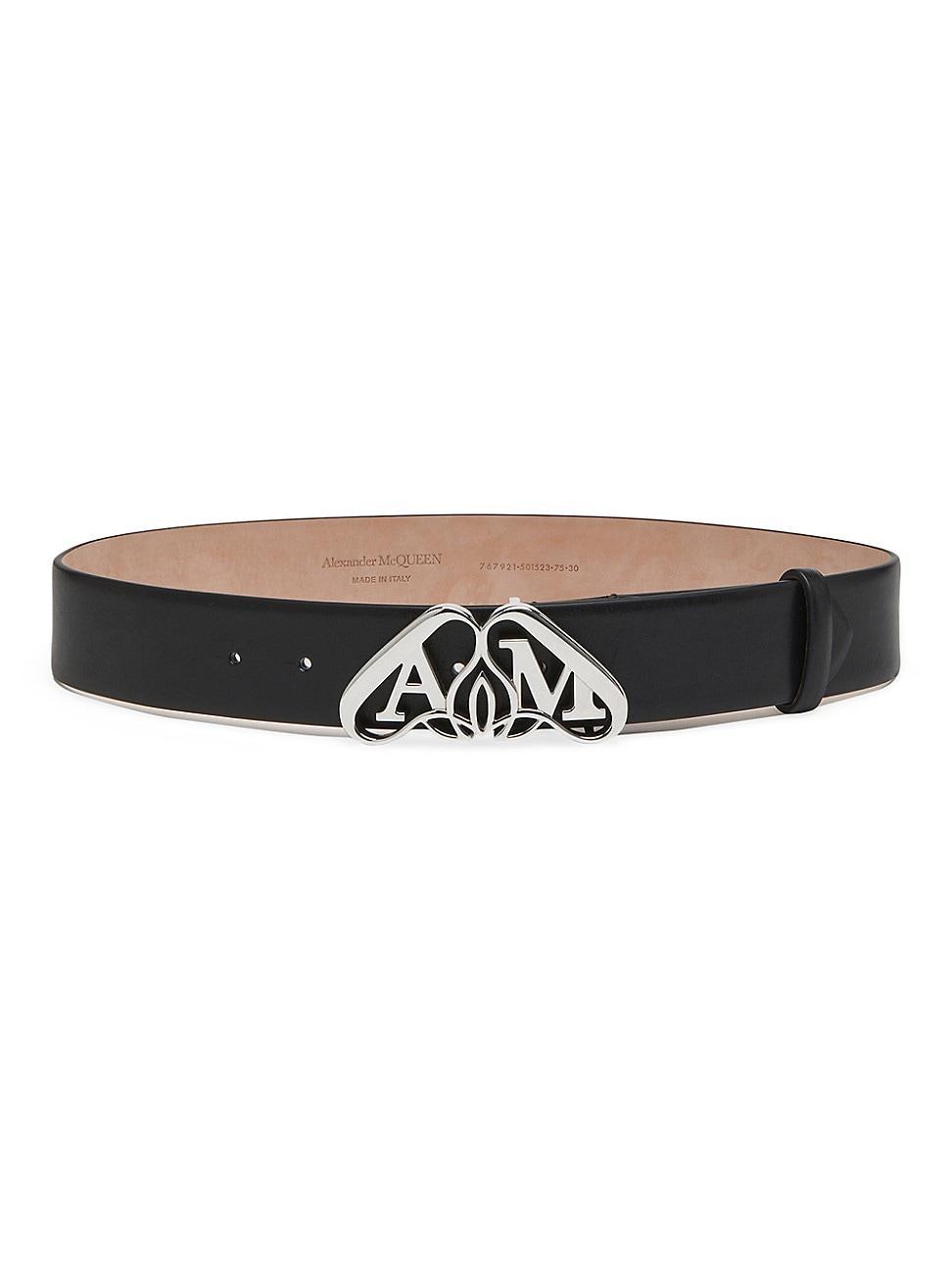 Womens Seal Buckle Leather Belt Product Image