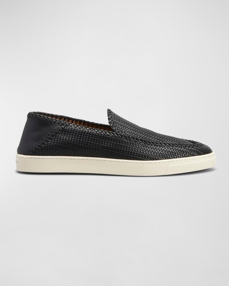 Men's Woven Leather Slip-On Sneakers Product Image