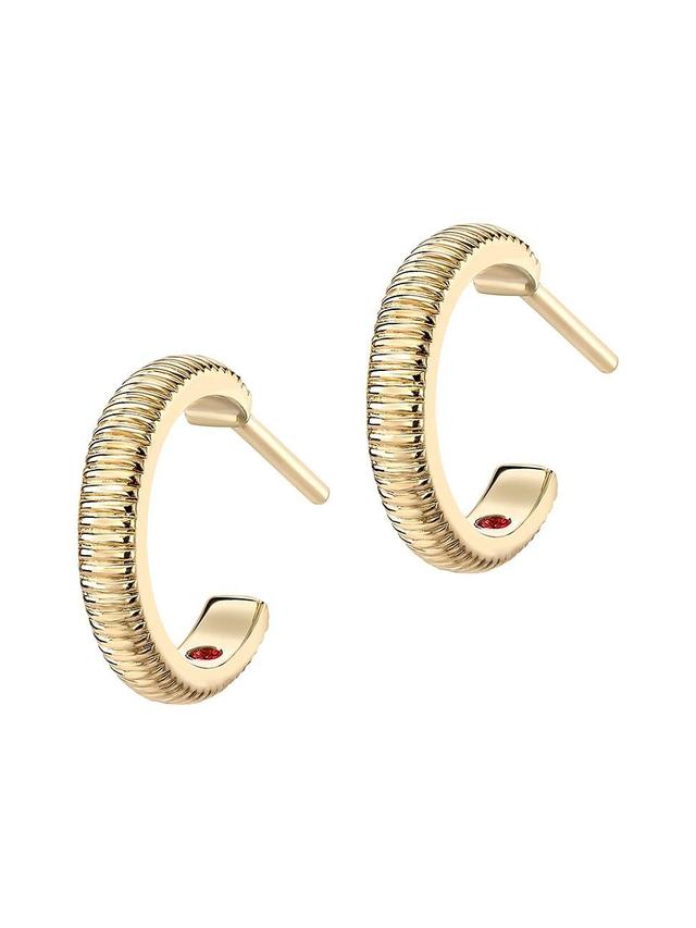 Womens Colors of Love Yellow Gold Fluted Hoop Earrings Product Image