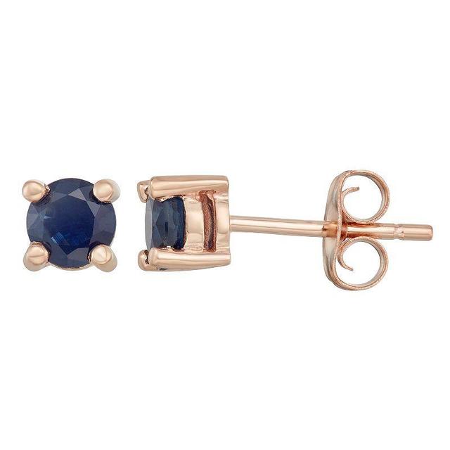 14k Gold Sapphire Stud Earrings, Womens, Yellow Product Image