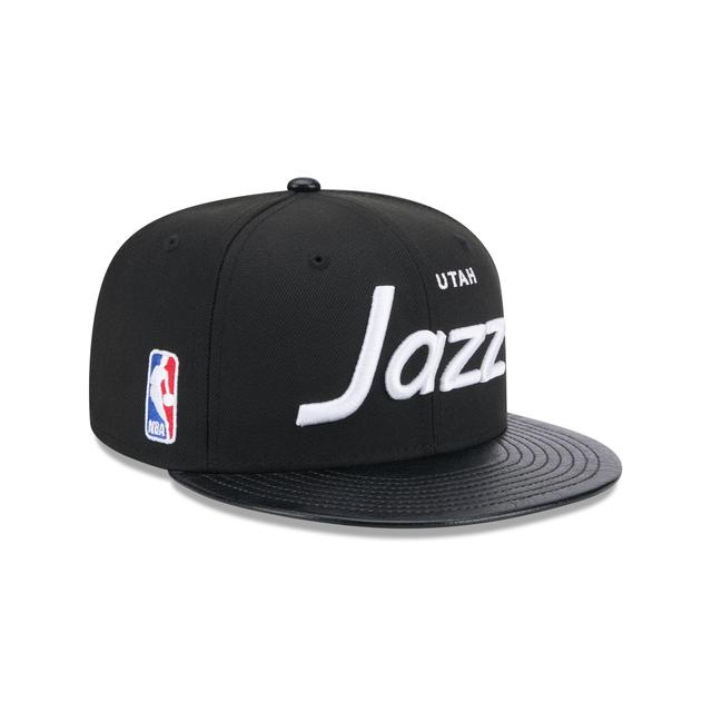 Utah Jazz Faux Leather Visor 9FIFTY Snapback Hat Male Product Image