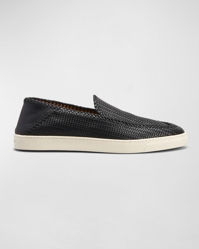 Mens Woven Leather Slip-On Sneakers Product Image