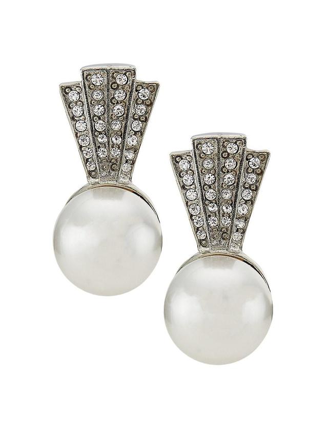 Womens Silvertone, Glass Crystal & Faux Pearl Drop Earrings Product Image