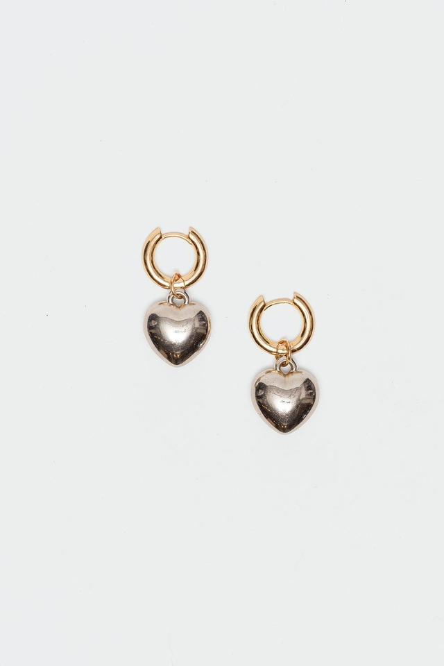 Mixed Metal Heart Hoop Earrings Product Image