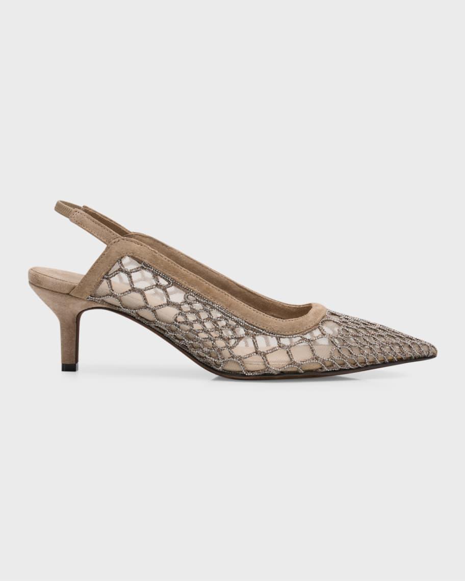 Crystal Mesh Net Slingback Pumps Product Image