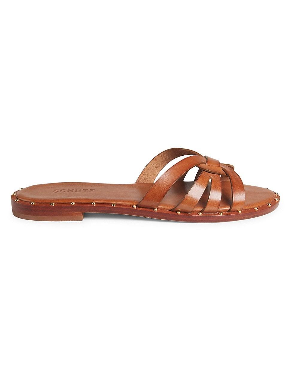 Phoenix Studded Leather Flat Sandals Product Image