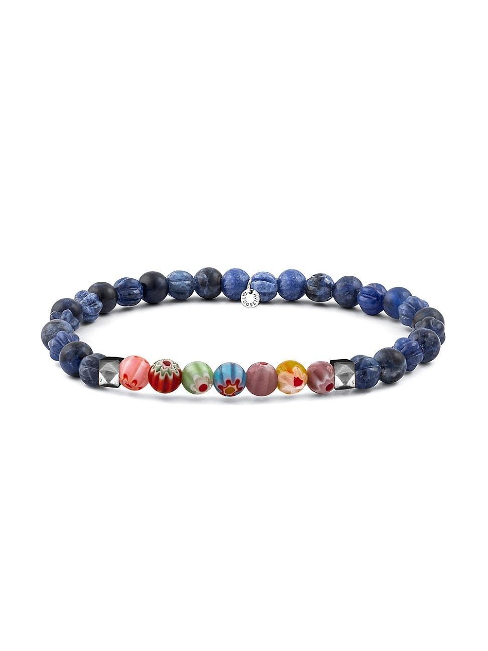 Mens Sodalite & Millefiori Bead Bracelet Product Image