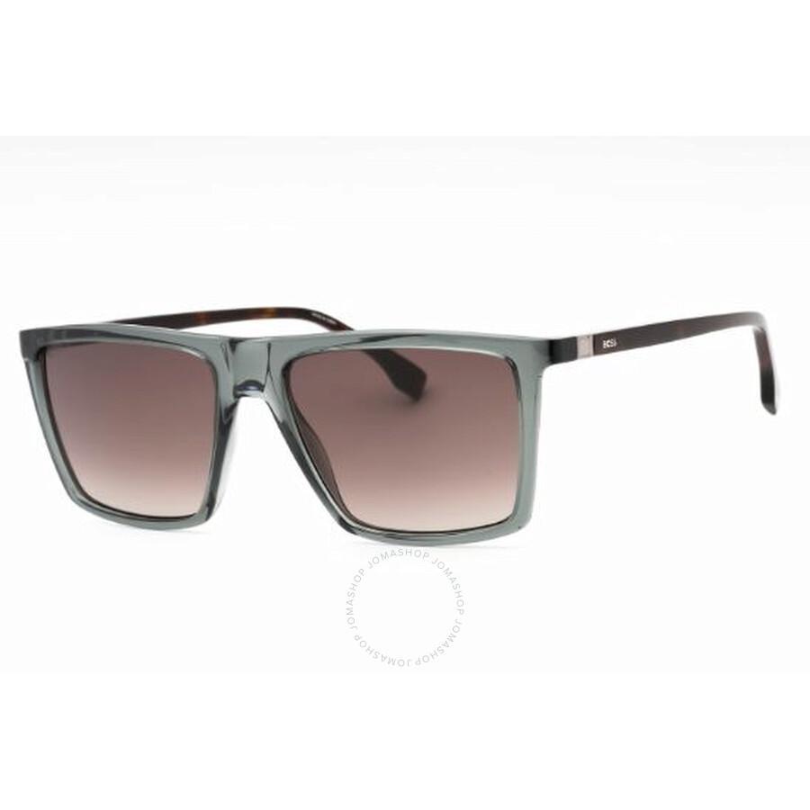 HUGO BOSS 56mm Flat Top Sunglasses In Grey/ Havana/ Dark Ruthenium Product Image