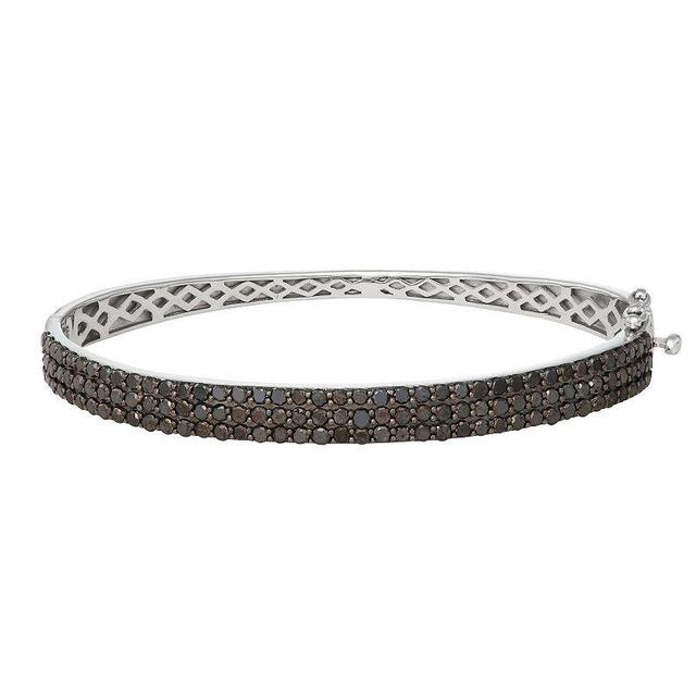 Jewelexcess 3 Carat T.W. Black Diamond Sterling Silver Bangle Bracelet, Womens White Product Image