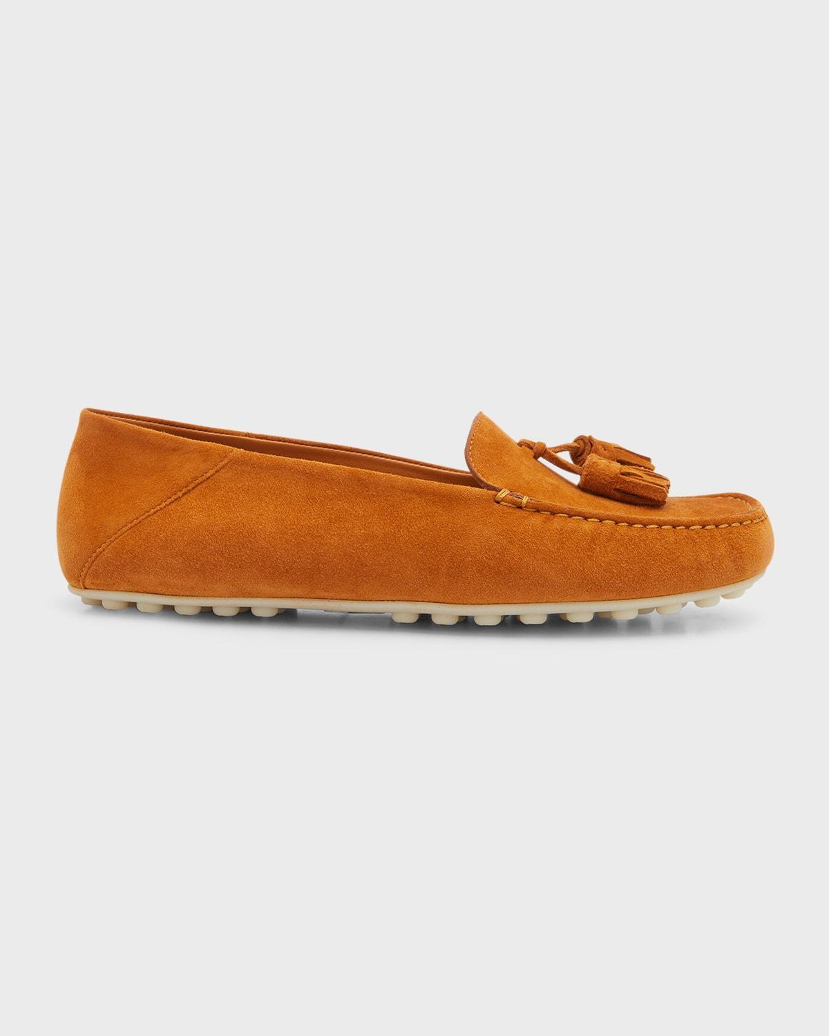 Womens Dot Sole Leather Moccasin Loafers Product Image