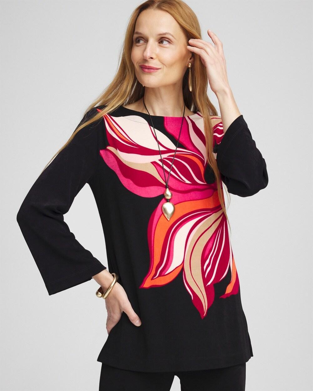 Women's Travelers Floral Boat Neck Tunic Top product image