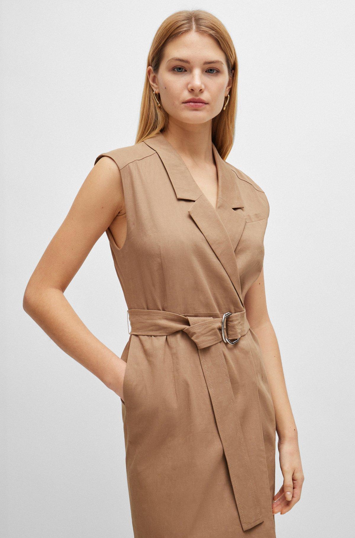 Belted wrap dress in a linen blend Product Image