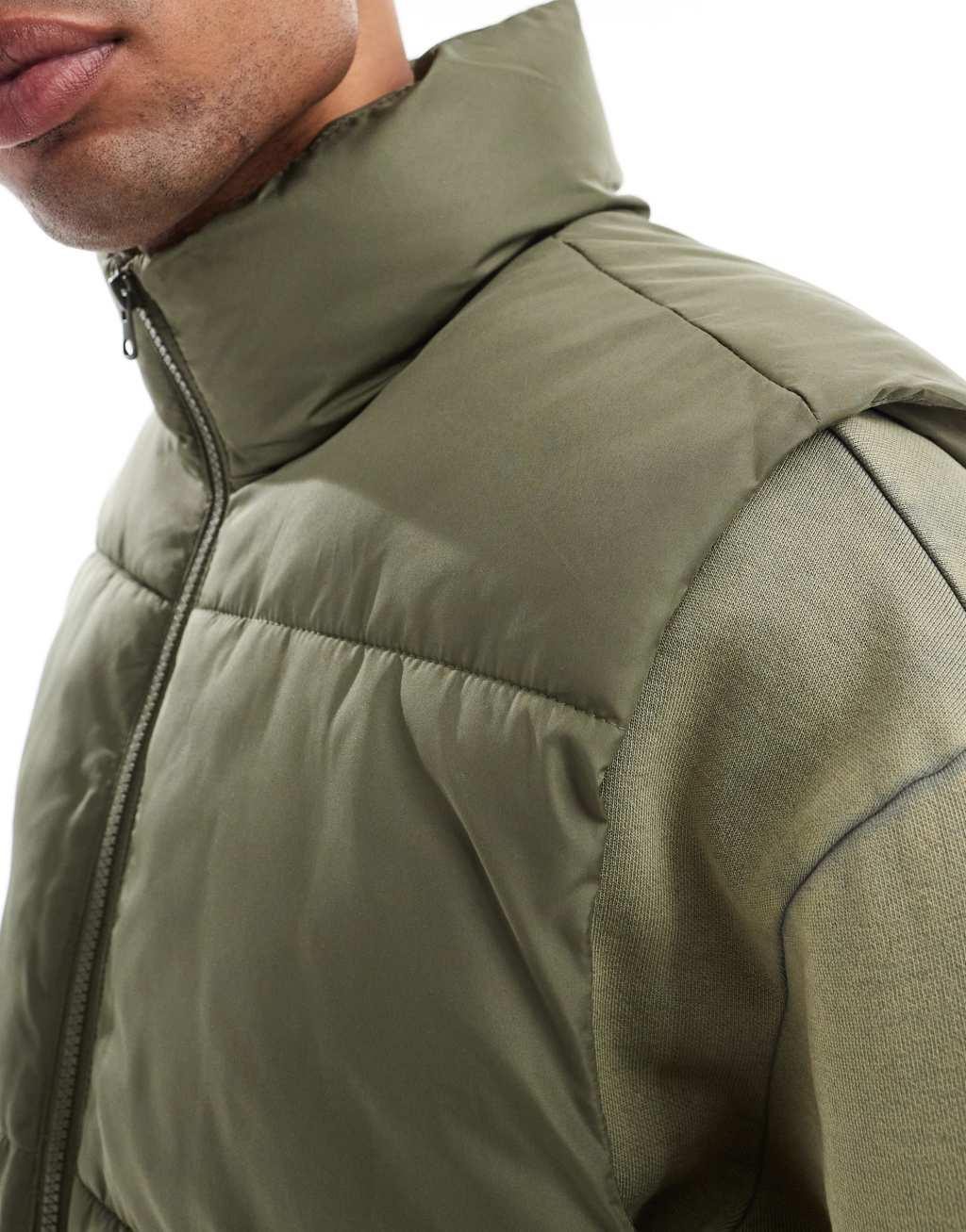 ASOS DESIGN puffer vest in khaki Product Image