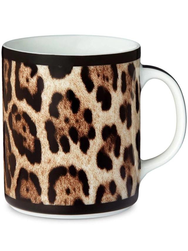 Leopard-print Porcelain Mug In Brown Product Image