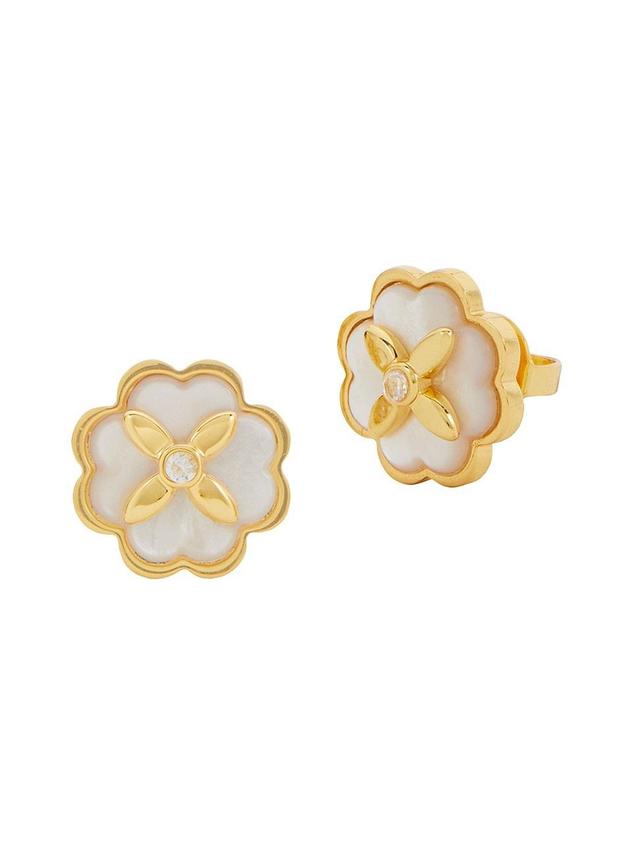 Kate Spade New York Gold-Tone Heritage Bloom Mother-of-Pearl Stud Earrings - Cream Product Image