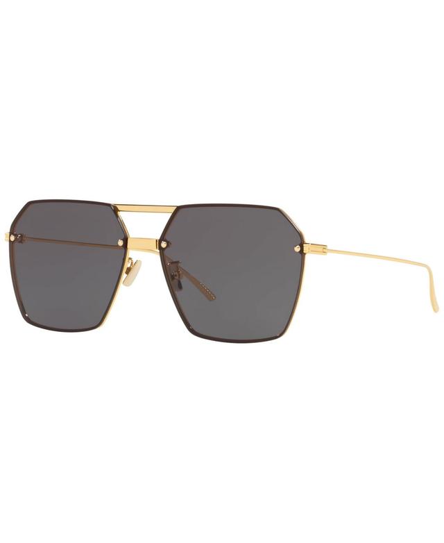 Bottega Veneta Oversized Geometric Aviators Gold/ Gold/ Grey One Size Product Image