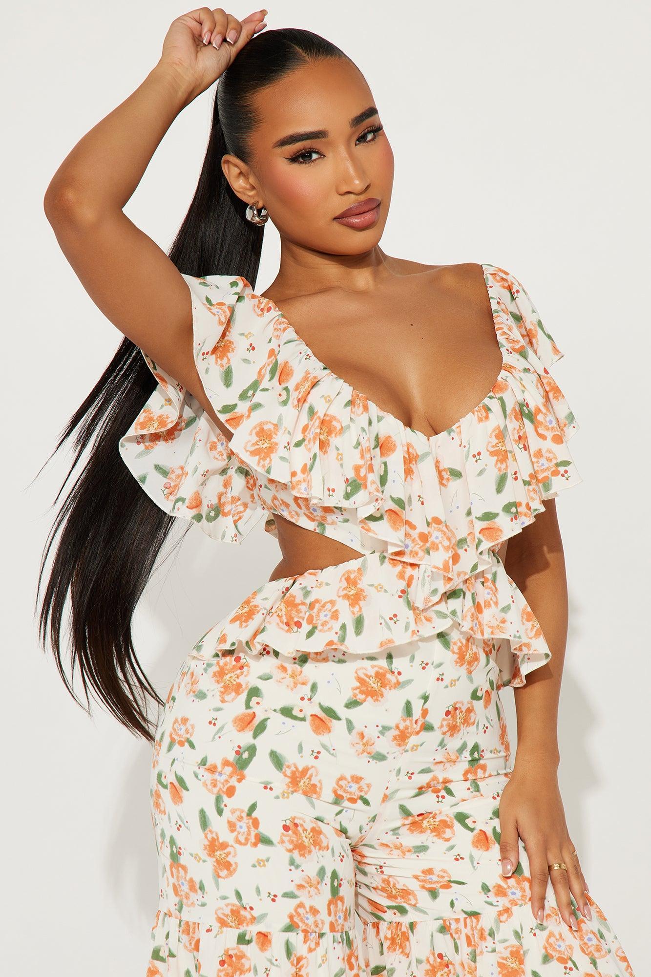 Sights Set On You Floral Jumpsuit - Orange/combo Product Image