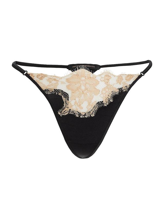 Womens Orchid Lace & Silk Thong Product Image