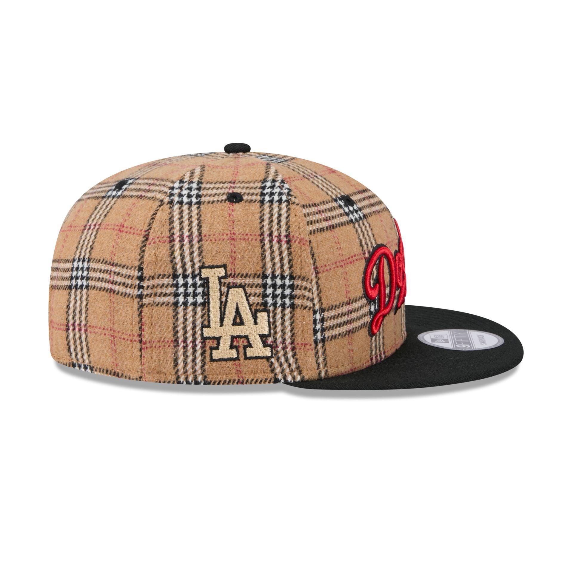 Los Angeles Dodgers Tan Tartan 9FIFTY Snapback Hat Male Product Image