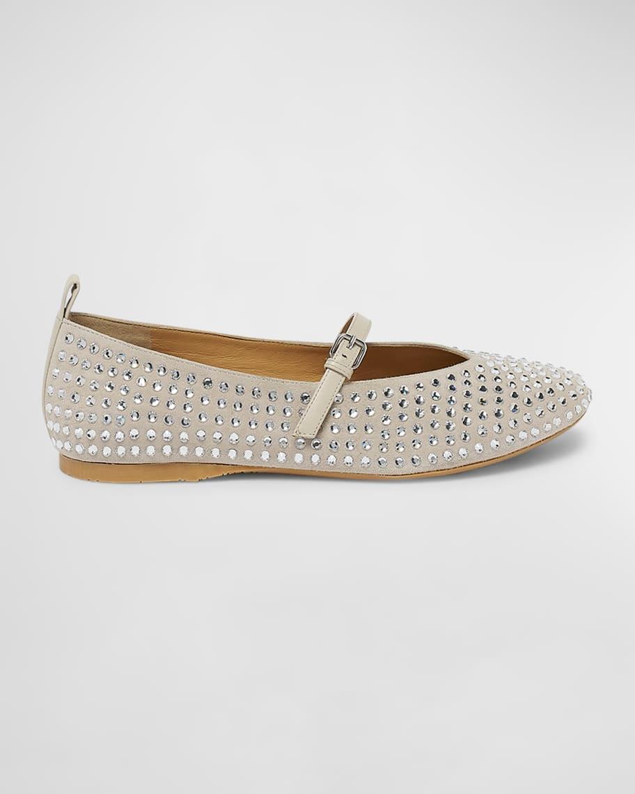 Strass Suede Mary Jane Ballerina Flats Product Image