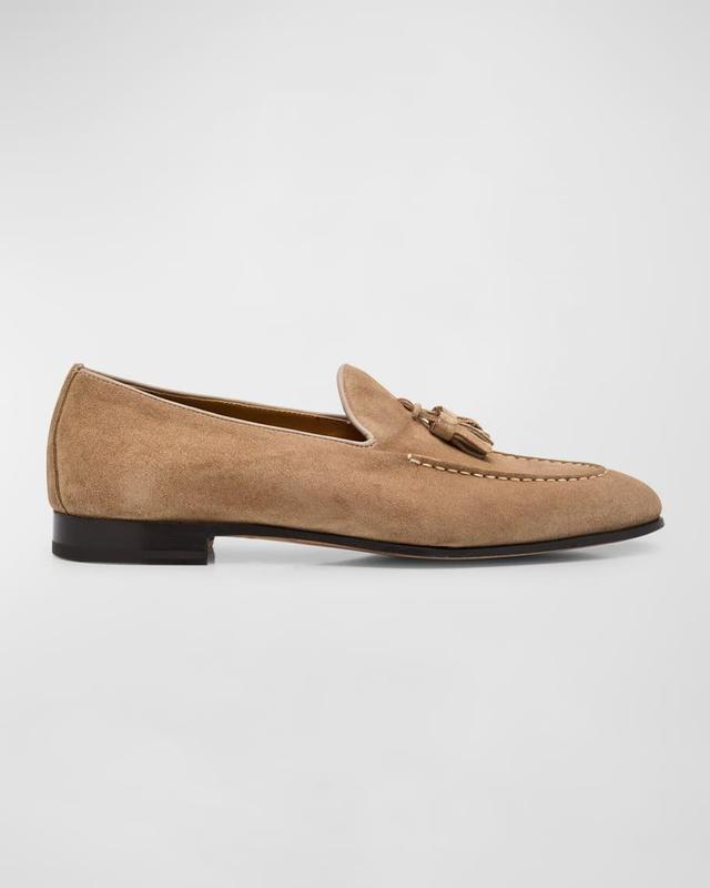 Men's Calfskin Suede Tassel Loafers Product Image