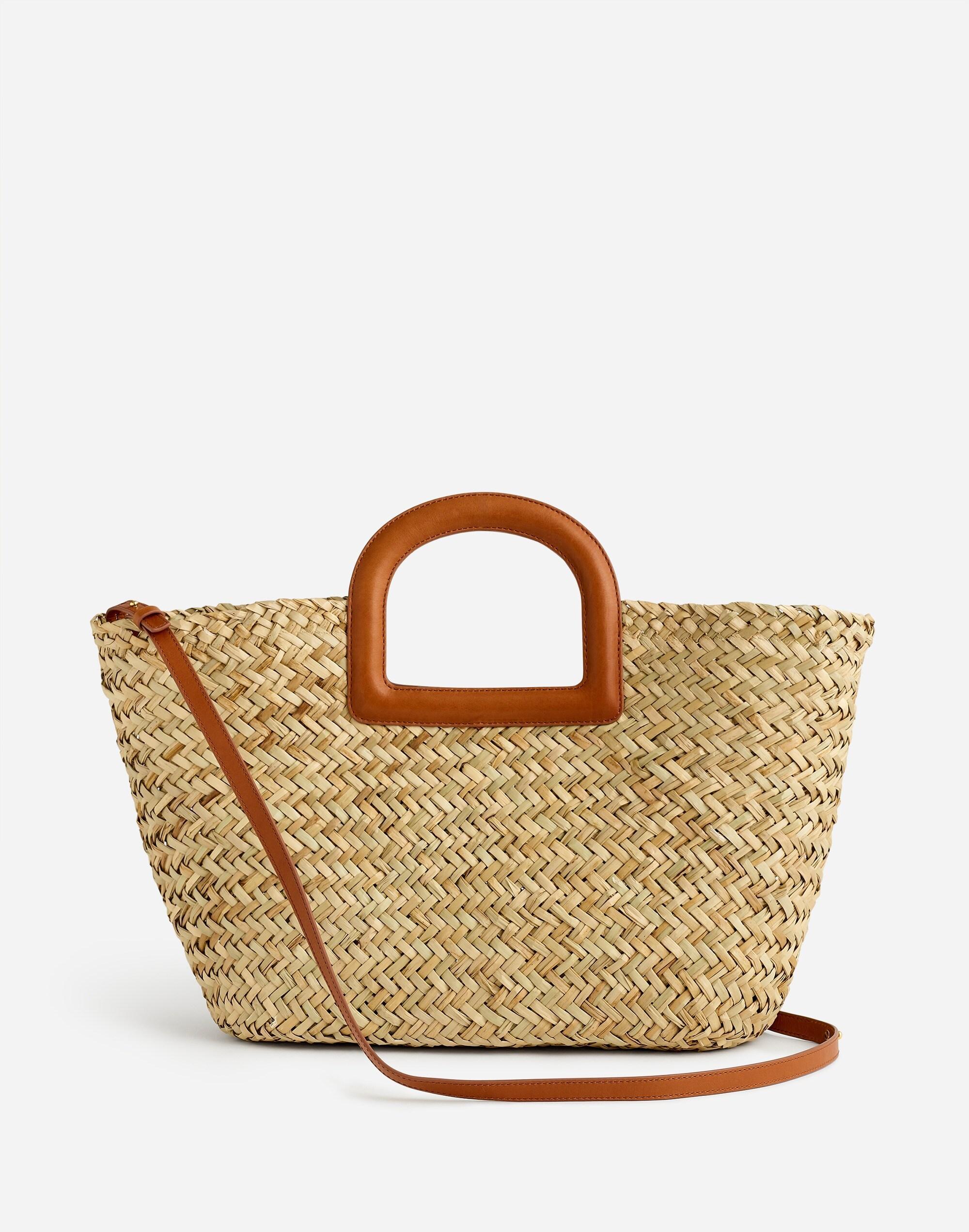 The Large Crossbody Basket Tote in Handwoven Straw Product Image