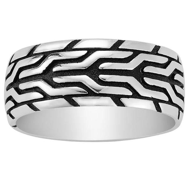 Menster Mens Sterling Silver Oxidized Tire Band Ring Black Product Image