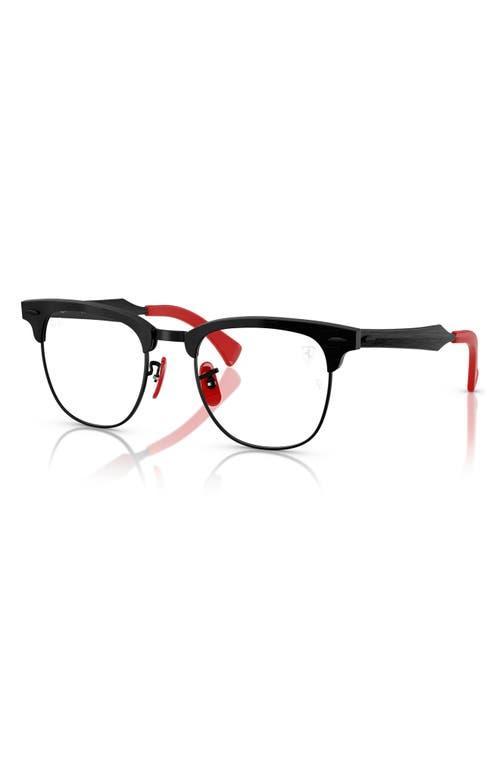 RAY BAN Ray-ban X Scuderia Ferrari 51mm Square Optical Glasses In Shiny Black/red Product Image