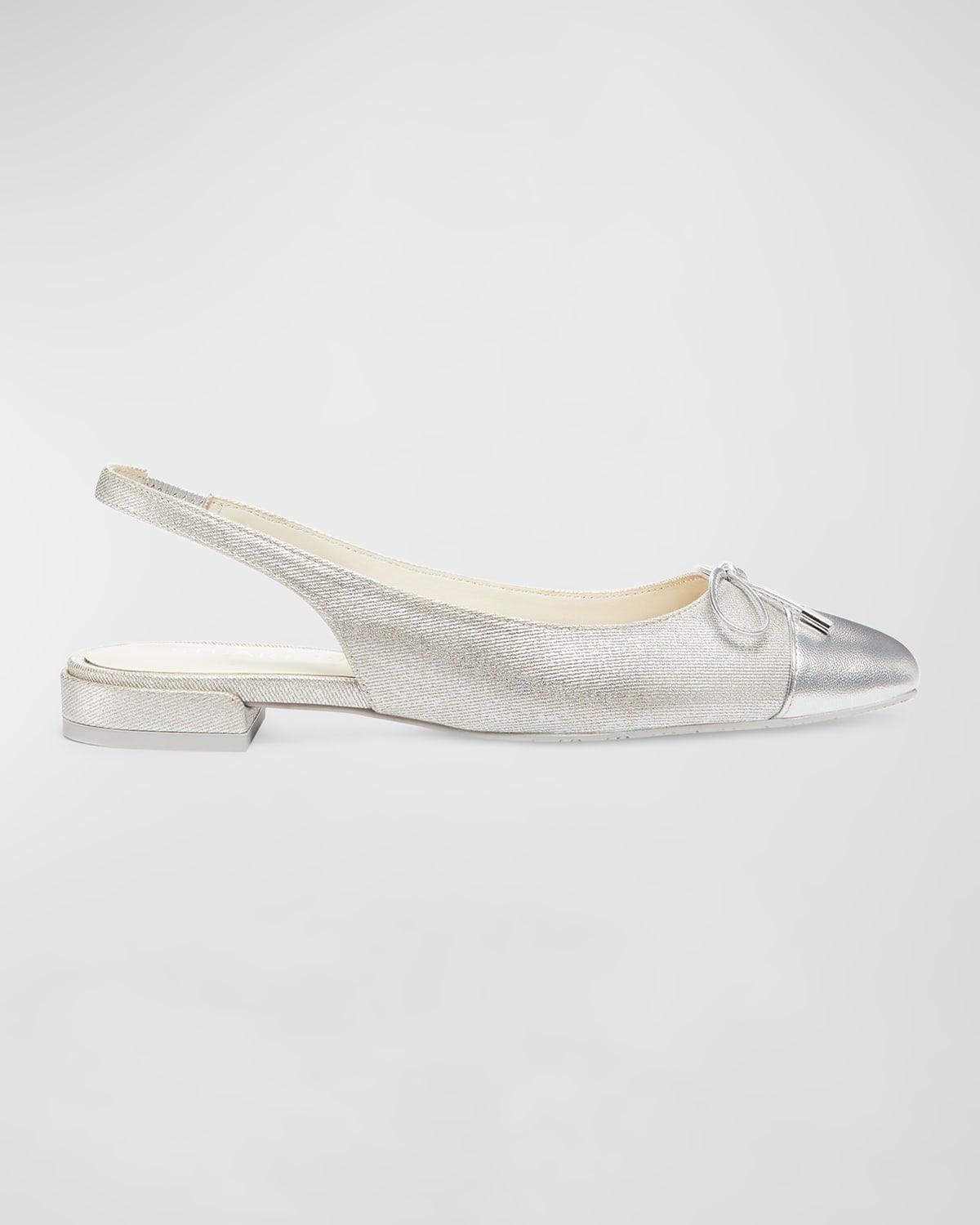 Sleek Metallic Bow Slingback Ballerina Flats Product Image