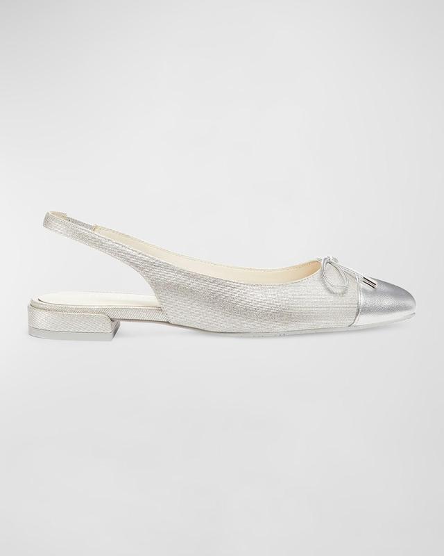 Sleek Metallic Bow Slingback Ballerina Flats Product Image