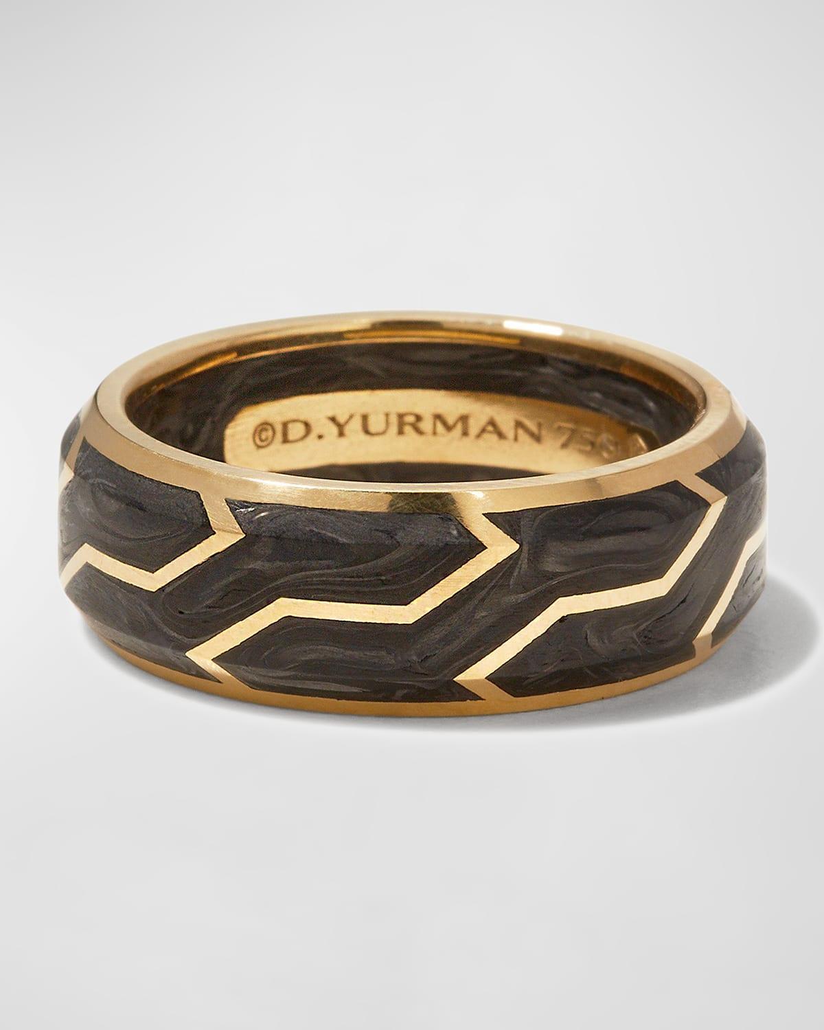 Mens Forged Carbon Band Ring with 18K Yellow Gold Product Image