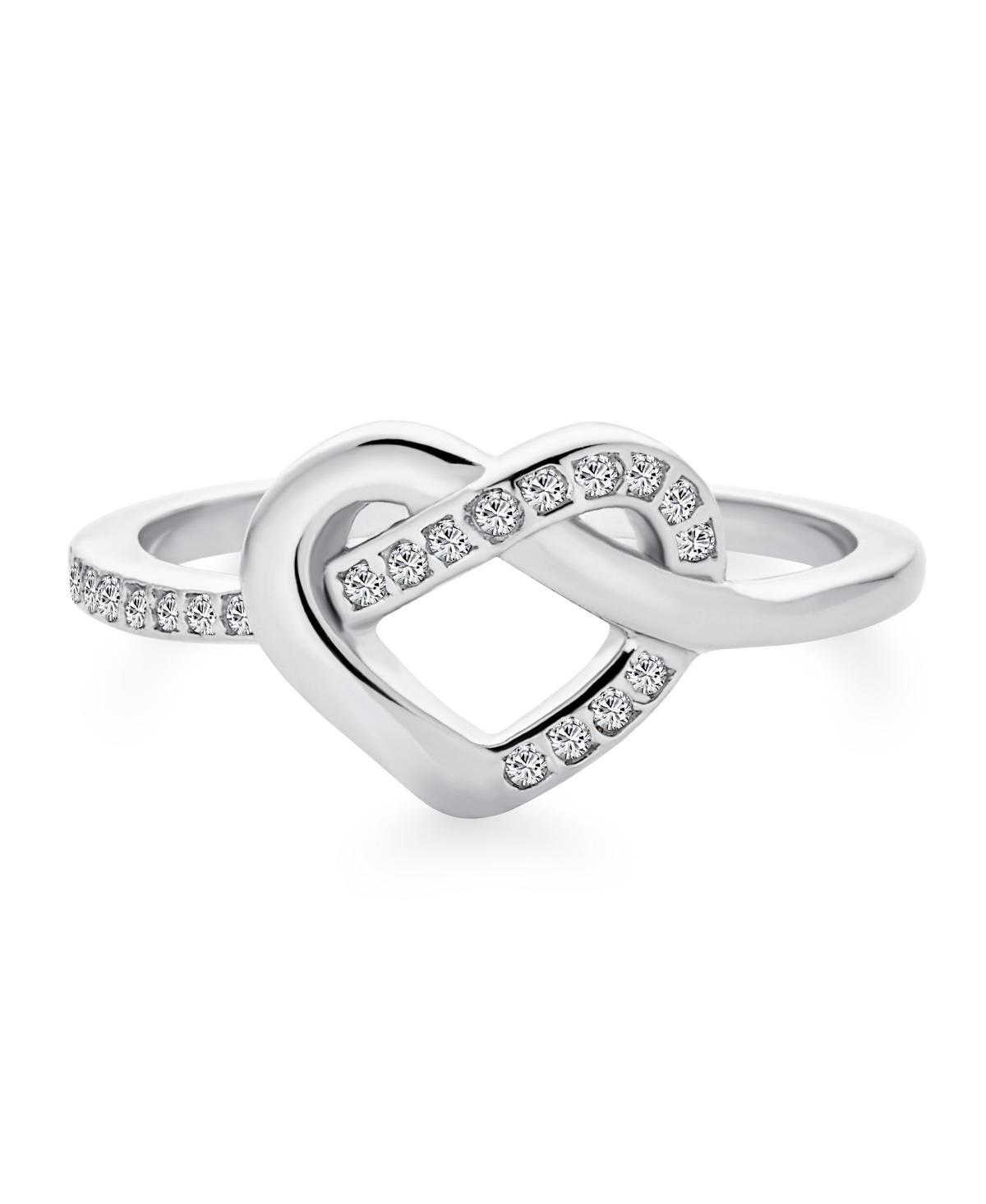 Bling Jewelry Romantic Danity Delicate Cz Accent Cubic Zirconia Twisting Intertwined Bands Promise Heart Ring For Women .925 Sterling Silver Product Image