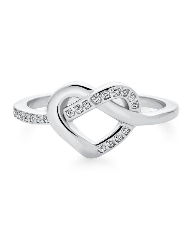 Bling Jewelry Romantic Danity Delicate Cz Accent Cubic Zirconia Twisting Intertwined Bands Promise Heart Ring For Women .925 Sterling Silver Product Image