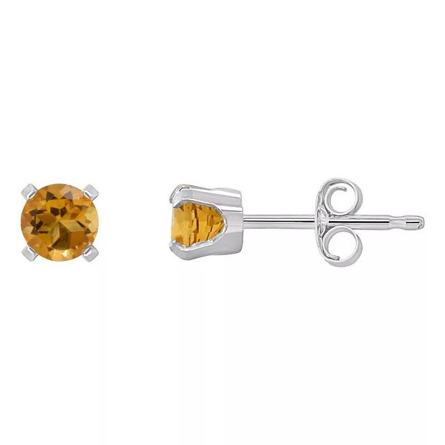 Celebration Gems 14k White Gold Round Gemstone Stud Earrings, Womens, Citrine Product Image