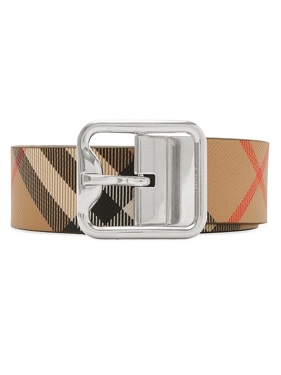 Mens Reversible Check Leather Belt Product Image