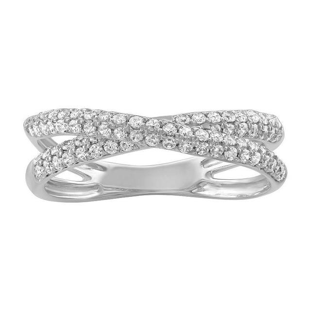 Simply Vera Vera Wang 14k White Gold 1/2 Carat T.W. Diamond Crossover Fashion Ring, Womens Product Image