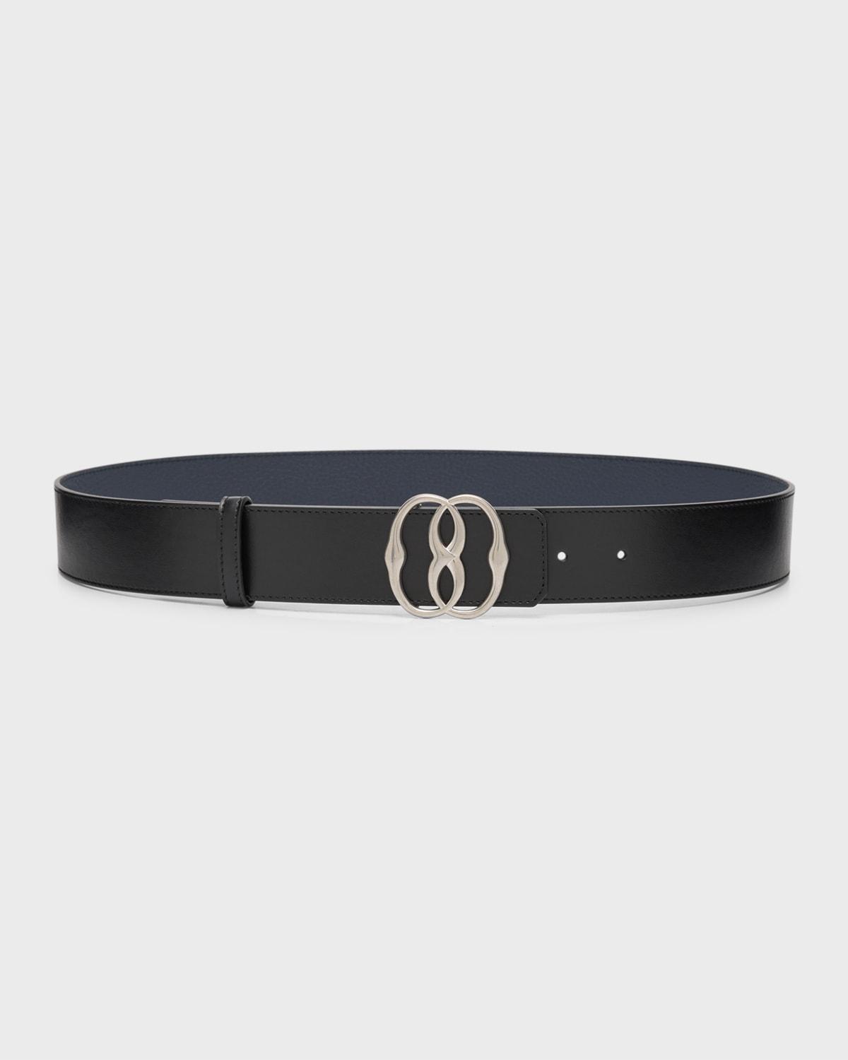 Mens Emblem-Buckle Reversible Leather Belt Product Image