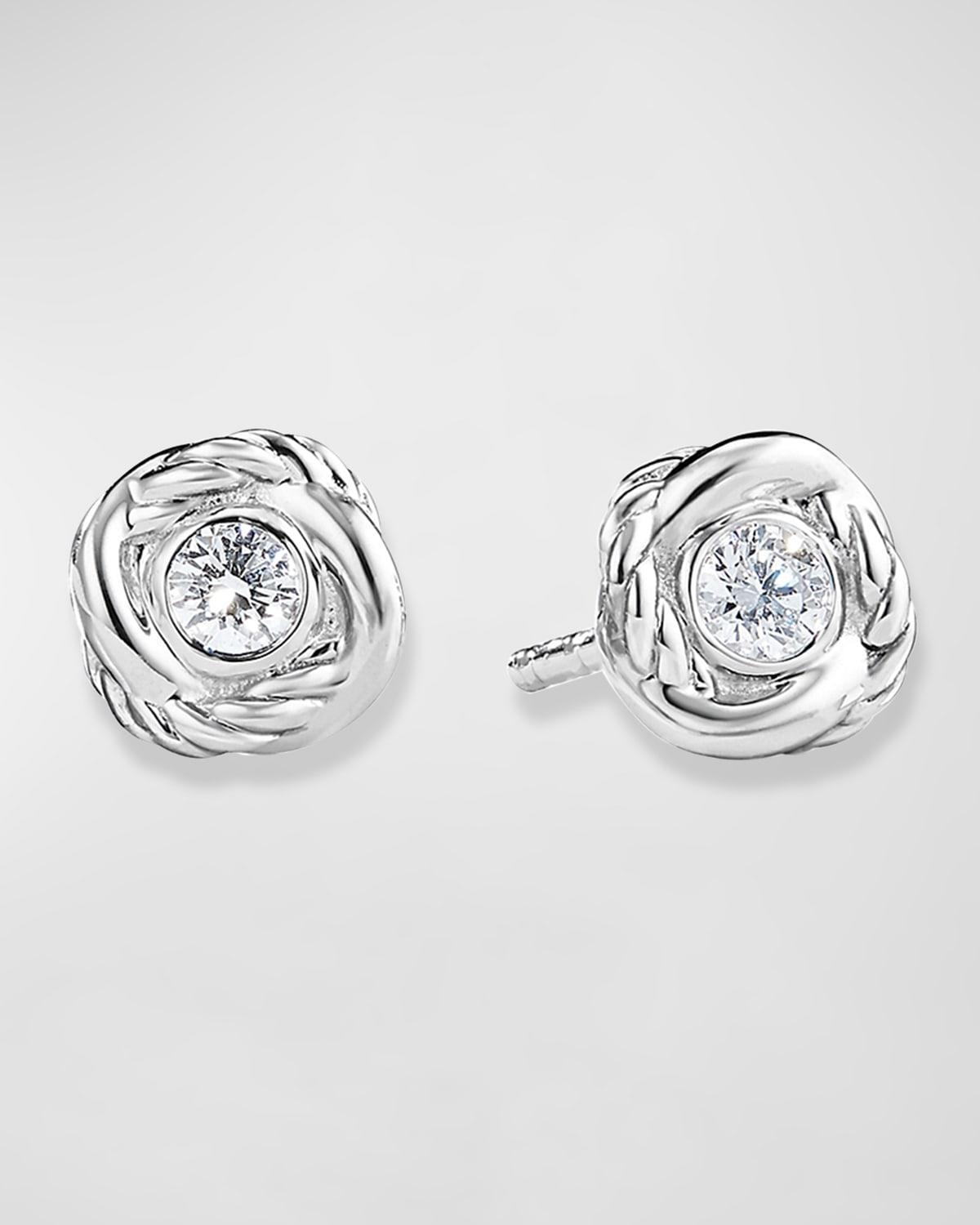 Womens Infinity Stud Earrings in 18K White Gold with Diamonds Product Image