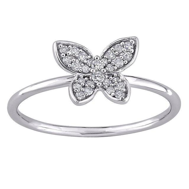 Stella Grace 10k White Gold 1/8 Carat T.W. Diamond Butterfly Ring, Womens Product Image