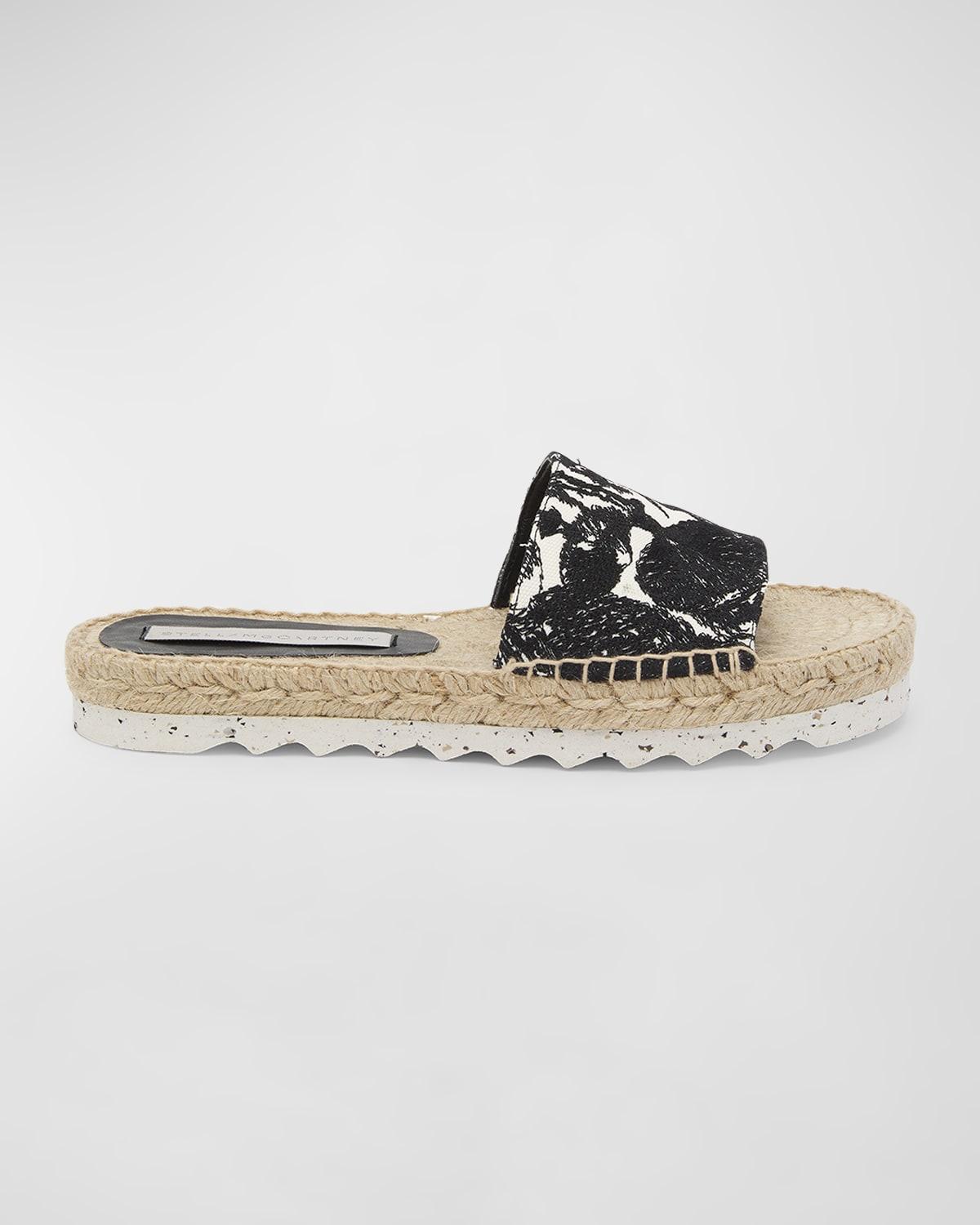 Gaia Embroidered Mushroom Espadrille Slides Product Image