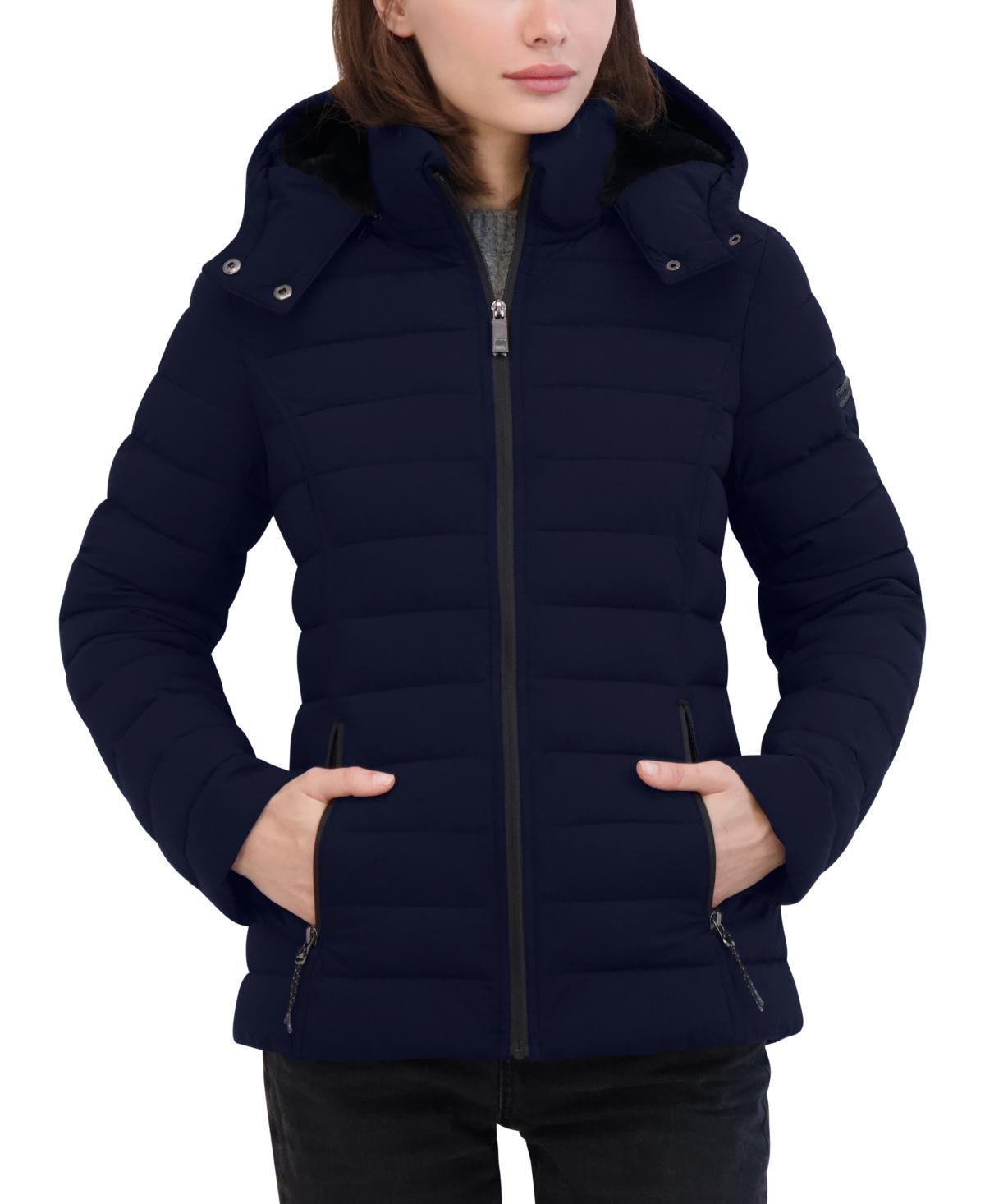 Nautica Womens Faux-Fur-Trim Hooded Packable Puffer Coat Product Image