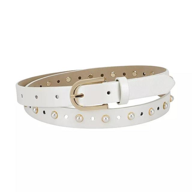 Womens LC Lauren Conrad Adjustable Simulated Pearl Skinny Belt Product Image