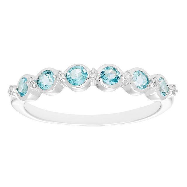 Boston Bay Diamonds Sterling Silver 1/10 Carat T.W. Diamond & Blue Topaz Stacking Ring, Womens Product Image