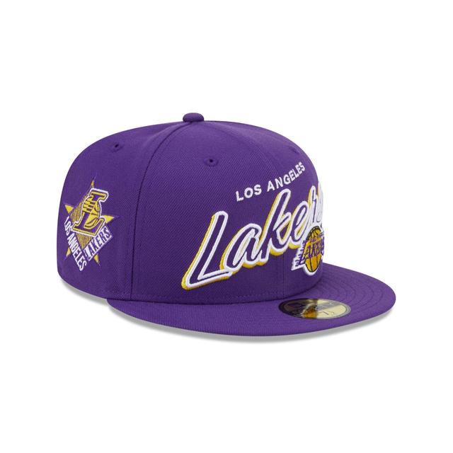 Los Angeles Lakers Script Sided 59FIFTY Fitted Hat Male Product Image