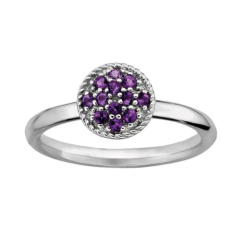 Stacks & Stones Sterling Silver Amethyst Cluster Stack Ring, Womens Purple Product Image