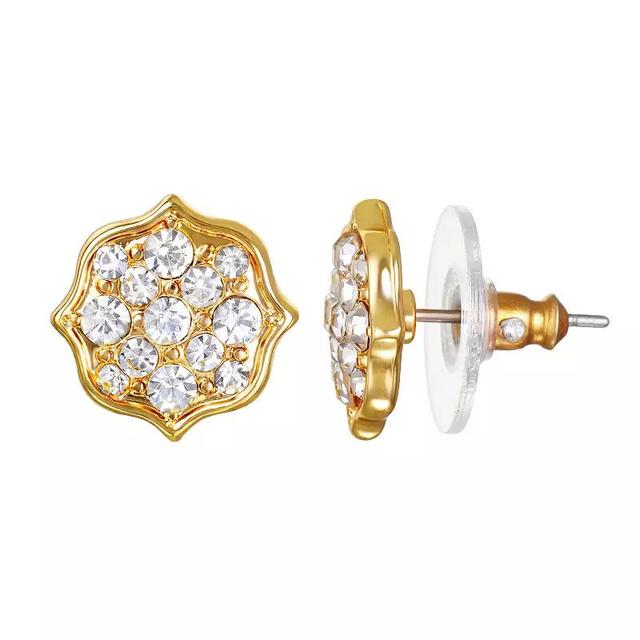 Emberly Gold Tone Wavy Glass Stone Pave Stud Earrings, Womens Product Image