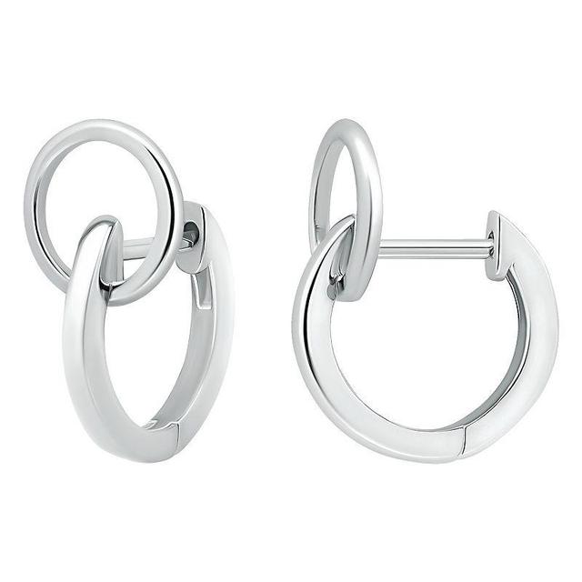 Aleure Precioso Sterling Silver Open Circle Huggie Hoop Earrings, Womens, Silver Tone Product Image